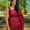 Mellifluous Maroon Soft Silk Saree With Elision Blouse Piece