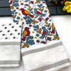 Blissful White Digital Printed Dola Silk Saree With Admirable Blouse Piece