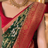 Majestic Dark Green Soft Silk Saree With Ravishing Blouse Piece