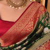 Majestic Dark Green Soft Silk Saree With Ravishing Blouse Piece