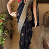 Unique Black Soft Silk Saree With Jazzy Blouse Piece
