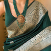 Designer Dark Green Soft Silk Saree With Exceptional Blouse Piece