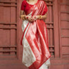 Outstanding Off White Soft Silk Saree With Twirling Blouse Piece