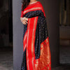 Scintillating Black Soft Silk Saree With Luminous Blouse Piece