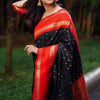 Scintillating Black Soft Silk Saree With Luminous Blouse Piece