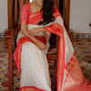 Mellifluous Off White Soft Silk Saree With Inimitable Blouse Piece