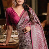 Smart Wine Soft Silk Saree With Flameboyant Blouse Piece