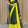 Amiable Dark Green Digital Printed Chiffon Saree With Vivacious Blouse Piece