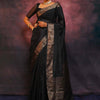 Gleaming Black Soft Silk Saree With Designer Blouse Piece