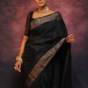 Gleaming Black Soft Silk Saree With Designer Blouse Piece