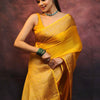 Ailurophile Yellow Soft Silk Saree With Demesne Blouse Piece