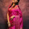 Mesmeric Dark Pink Soft Silk Saree With Fairytale Blouse Piece