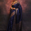 Gossamer Navy Blue Soft Silk Saree With Nemesis Blouse Piece