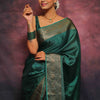 Sumptuous Rama Soft Silk Saree With Felicitous Blouse Piece