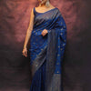 Precious Blue Soft Silk Saree With Flamboyant Blouse Piece