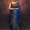Precious Blue Soft Silk Saree With Flamboyant Blouse Piece
