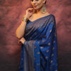 Precious Blue Soft Silk Saree With Flamboyant Blouse Piece