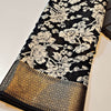 Charming Black Digital Printed Soft Silk Saree With Gorgeous Blouse Piece