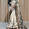 Trendy Off White Digital Printed Soft Silk Saree With Flaunt Blouse Piece