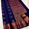 Diaphanous Navy Blue Soft Silk Saree With Confounding Blouse Piece
