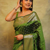 Impressive Mehndi Soft Silk Saree With Energetic Blouse Piece