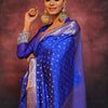 Eloquence Royal Blue Soft Silk Saree With Seraglio Blouse Piece
