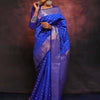 Eloquence Royal Blue Soft Silk Saree With Seraglio Blouse Piece