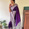 Exquisite Purple Soft Silk Saree With Eclat Blouse Piece