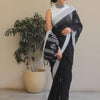 Petrichor Black Cotton Silk Saree With Traditional Blouse Piece