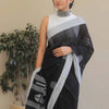 Petrichor Black Cotton Silk Saree With Traditional Blouse Piece