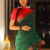 Proficient Green Cotton Silk Saree With Gratifying Blouse Piece
