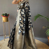 Delightful Black Cotton Silk Saree With Flamboyant Blouse Piece