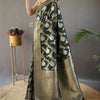 Blissful Dark Green Cotton Silk Saree With Adoring Blouse Piece