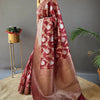 Dissemble Maroon Cotton Silk Saree With Epiphany Blouse Piece