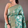 Susurrous Sea Green Cotton Silk Saree With Confounding Blouse Piece