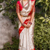 Palimpsest Off White Soft Silk Saree With Gossamer Blouse Piece