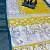 Lustrous Yellow Digital Printed Dola Silk Saree With Exemplary Blouse Piece