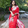 Nebula Red Cotton Silk Saree With Beguiling Blouse Piece