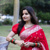 Nebula Red Cotton Silk Saree With Beguiling Blouse Piece