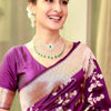 Enamoring Purple Soft Silk Saree With Ornate Blouse Piece