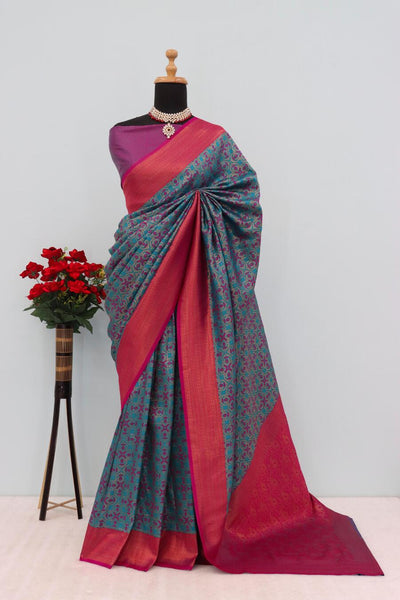 Marvellous Blue Soft Banarasi Silk Saree With Capricious Blouse Piece