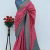 Intricate Dark Pink Soft Banarasi Silk Saree With Desiring Blouse Piece