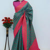 Ailurophile Rama Soft Banarasi Silk Saree With Dissemble Blouse Piece