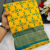 Imbrication Yellow Soft Banarasi Silk Saree With Propinquity Blouse Piece