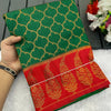 Lovely Dark Green Soft Banarasi Silk Saree With Unique Blouse Piece