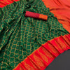 Lovely Dark Green Soft Banarasi Silk Saree With Unique Blouse Piece