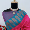 Designer Dark Pink Soft Banarasi Silk Saree With Engrossing Blouse Piece