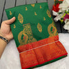 Demesne Dark Green Soft Banarasi Silk Saree With Effervescent Blouse Piece