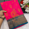 Evanescent Dark Pink Soft Banarasi Silk Saree With Palimpsest Blouse Piece