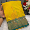 Fantabulous Lemon Soft Banarasi Silk Saree With Unequalled Blouse Piece